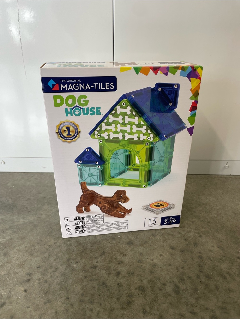 Magna-Tiles Dog House Building Set - Green, Blue, Brown